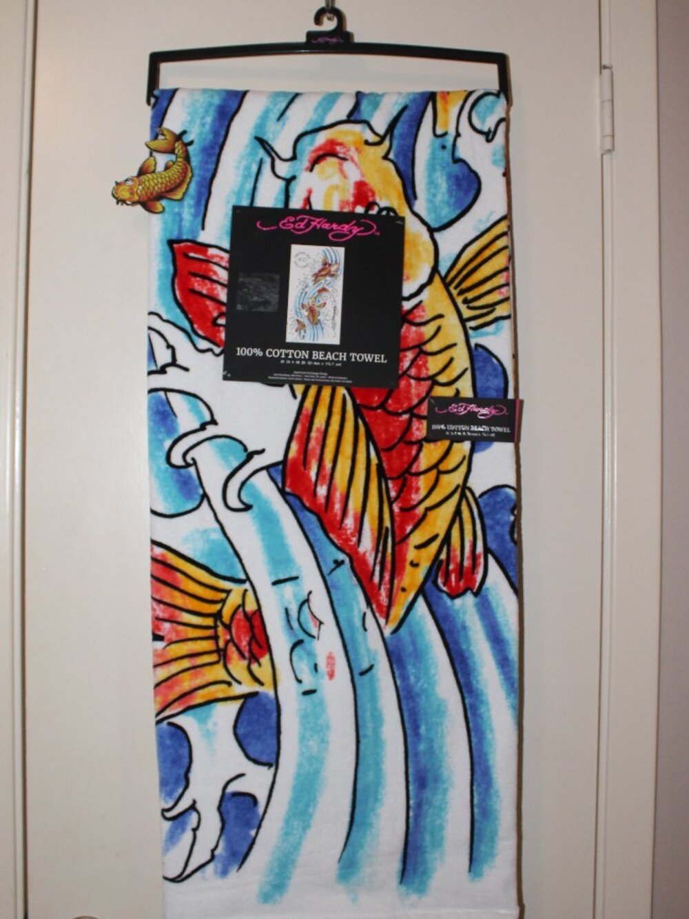 Ed Hardy Large Tatoo Fish Beach Towel NWT